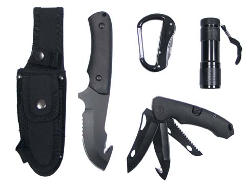 Nôž SET S LED baterkou a karabinou, MFH 45451A